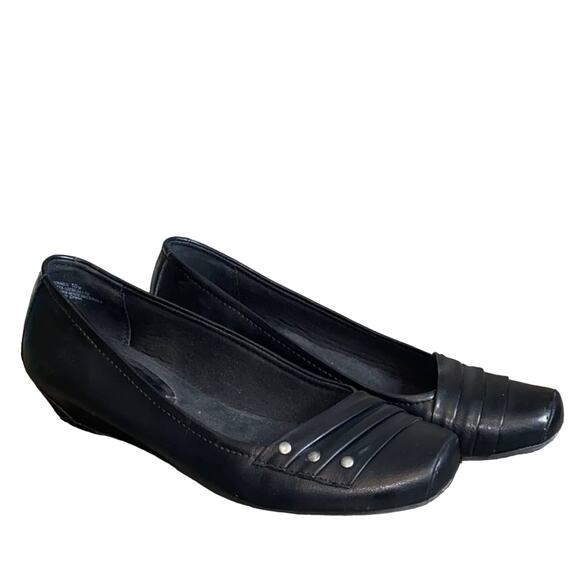 Yuu Renner Black Slip On Wedges 10M - Picture 1 of 8